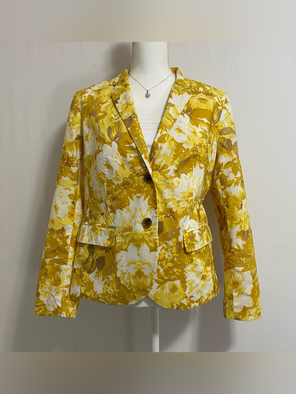 Talbots Yellow Floral Tailored Blazer